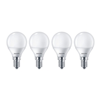 Philips 5.5W Warm White LED Golfball Bulb - Small Screw Cap - Pack of 4