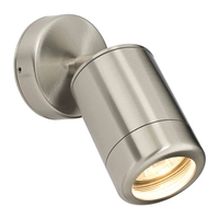 Saxby Atlantis Outdoor Wall Mounted Spotlight - Brushed Stainless Steel