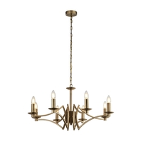 Searchlight Ascot 8 Light Chandelier - Antique Brass