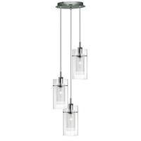 Searchlight Duo 1 3 Light Cascade Ceiling Pendant - Chrome