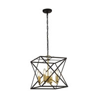 Searchlight Hexa 4 Light Ceiling Pendant - Black & Gold