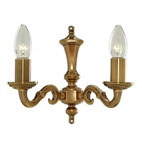 Searchlight Malaga Twin Wall Light - Antique Brass