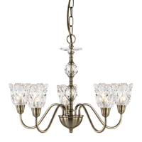 Searchlight Monarch 5 Light Chandelier - Antique Brass