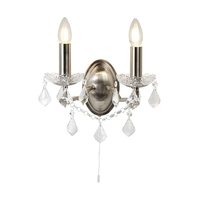 Searchlight Paris 2 Arm Wall Light - Satin Silver