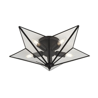 Searchlight Star 5 Light Glass Flush Ceiling Light - Black