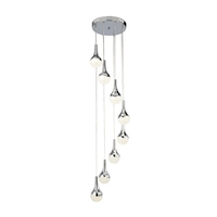 Searchlight Wave Teardrop 8 Light LED Cascade Ceiling Pendant Light - Chrome
