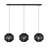 Searchlight Wicker 3 Light Ceiling Bar Pendant Light - Black