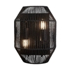 Searchlight Wicker Flush Wall Light - Black