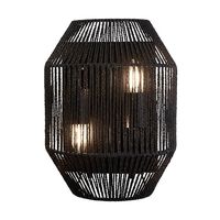 Searchlight Wicker Flush Wall Light - Black