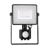 V-Tac 30W Cool White Samsung Chip LED Floodlight with PIR Sensor - Black