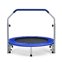 101cm Foldable Trampoline with 4-Level Adjustable Handle for Adults-Blue