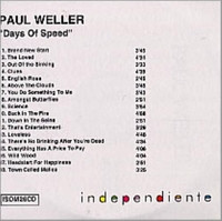 Paul Weller Days Of Speed 2001 UK CD-R acetate CD-R ACETATE