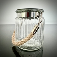 Solar Ribbed Jar with Rope Handle