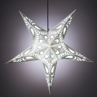 5 Point White & Silver Star Hanging Decoration