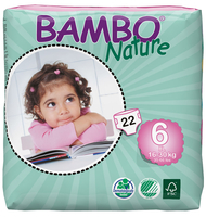 Bambo Nature Disposable Nappies - XL PLus - Size 6 - Pack of 22