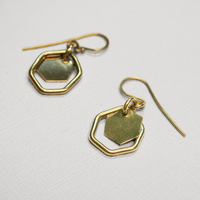 Made Brass Double Hexagon Drop Earrings