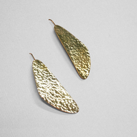 Made Brass Irregular Hammered Flat Lay Earrings