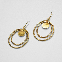 Made Brass Layered Oval Drop Earrings