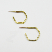 Made Brass Mini Hexagon Hoop Earrings