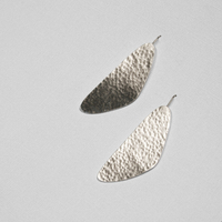 Made Silver Irregular Hammered Flat Lay Earrings