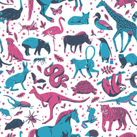 Maemara Earth Friends Fabric by the Meter - Pink