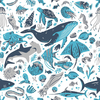 Maemara Ocean Friends Fabric by the Meter - Blue