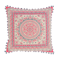 Mandala Cushion Cover with Pom Poms - 40cm x 40cm