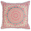 Mandala Cushion Cover with Pom Poms - 60cm x 40cm