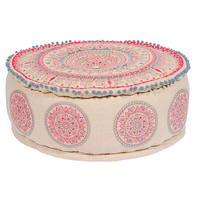 Mandala Design Embroidered Cotton Pouffe