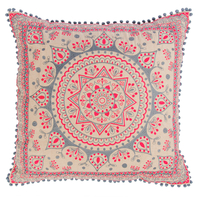 Mandala Large Cushion Cover With Pom Poms