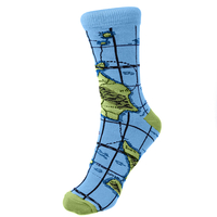 Map Print Bamboo Socks - UK7-12
