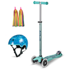Micro Eco Maxi Deluxe Scooter - Mint with Ribbons & Helmet
