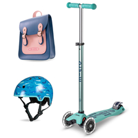 Micro Eco Maxi Deluxe Scooter & Helmet - Mint with Navy & Pink Satchel