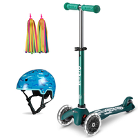 Micro Eco Mini Deluxe Scooter - Green with Ribbons & Helmet
