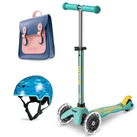 Micro Eco Mini Deluxe Scooter & Helmet - Mint with Navy & Pink Satchel