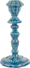 Moulded Metal Ceramic Candle Holder - Mid Blue