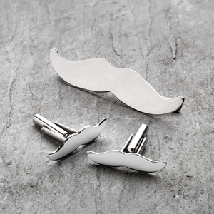 Moustache Tie Clip And Cufflinks