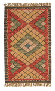 Multi-Coloured Diamond Tile Rug - Small