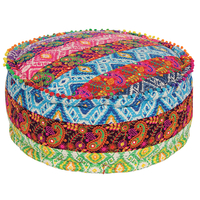 Multi Patch Embroidered Cotton Pouffe