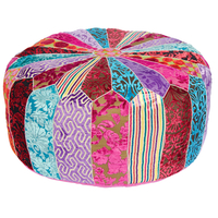 Multi Patchwork Velvet Pumpkin Pouffe