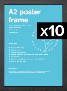 Flat MDF A2 Poster Frame Bundle x 10