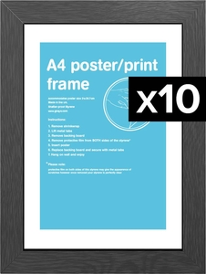 Flat MDF A4 Poster Frame Bundle x 10